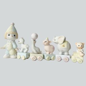 Precious Moments 1985 “Birthday Train” Porcelain Figurine Set